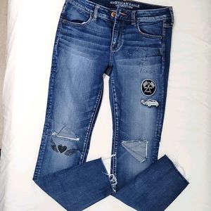 American Eagle Regular Rise Patch Custom Jeggings